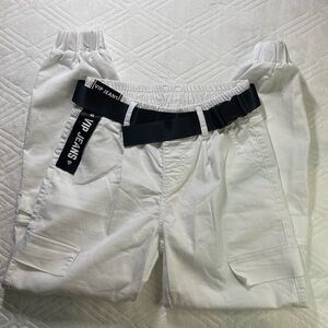 VIP Jeans ✨ White Cargo Joggers with Buckle Belt Size 3 Juniors